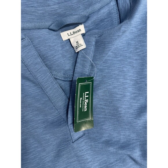 LL Bean Rocky Coast Slub Knit Split Neck Dress, NWT, Blue, Size MEDIUM - Picture 6 of 9